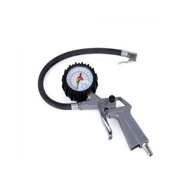 Tire Gauge w/Inflation Gun: 0-15bar, Short Hose for Cars/Motorcycles/Bicycles