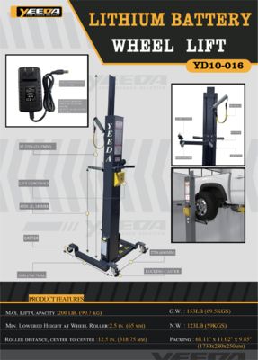 Workshop Lithium - Battery Wheel Lift, 200Lbs Capacity, Cordless